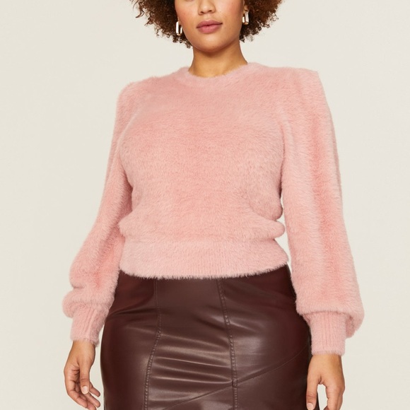 Ronny Kobo Collection Soft Pink Crew Neck Sweater - Picture 1 of 11